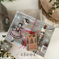 Christmas Chipboard Tags - 3 tags 2.3"x4.75" + 3 tags 2"x3.5" + 6 bells + twine