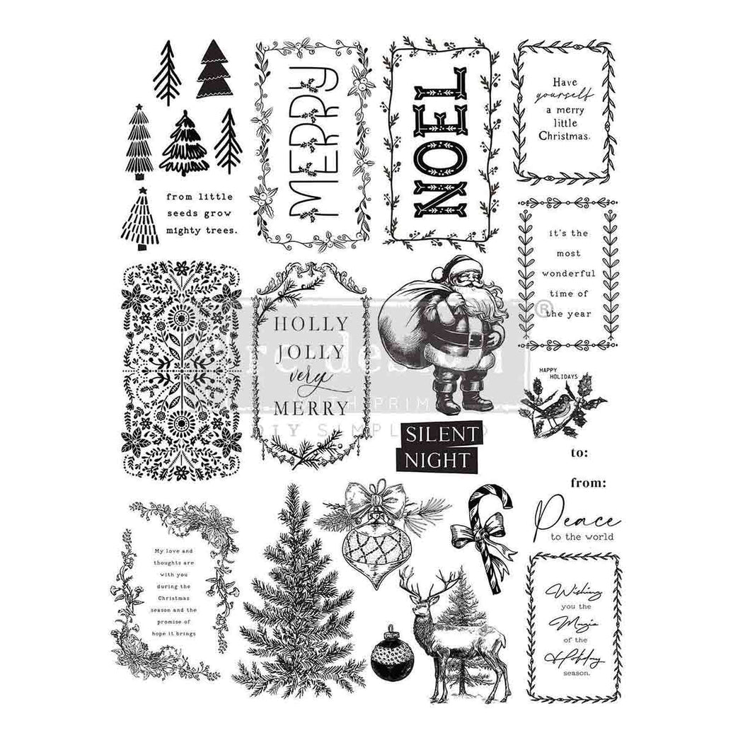 Decor Clear Stamp - Merry and Bright Tags - 8.5x11 sheet size