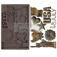 Decor Moulds® - Happy 4th Mould, 4th Of July Silicone Mould