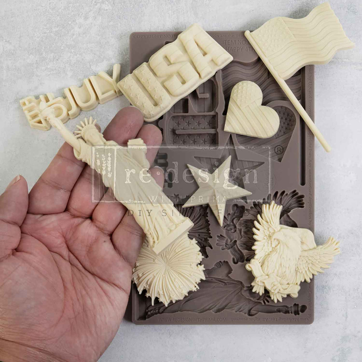 Decor Moulds® - Happy 4th Mould, 4th Of July Silicone Mould