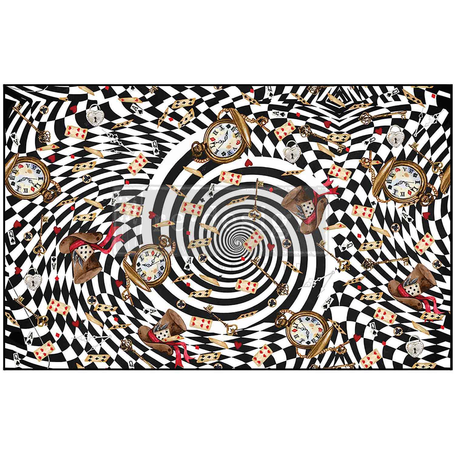 Tea Party Whirlwind Découpage Décor Tissue Paper – 1 Sheet (19.5″ X 30″), Alice and Wonderland Paper