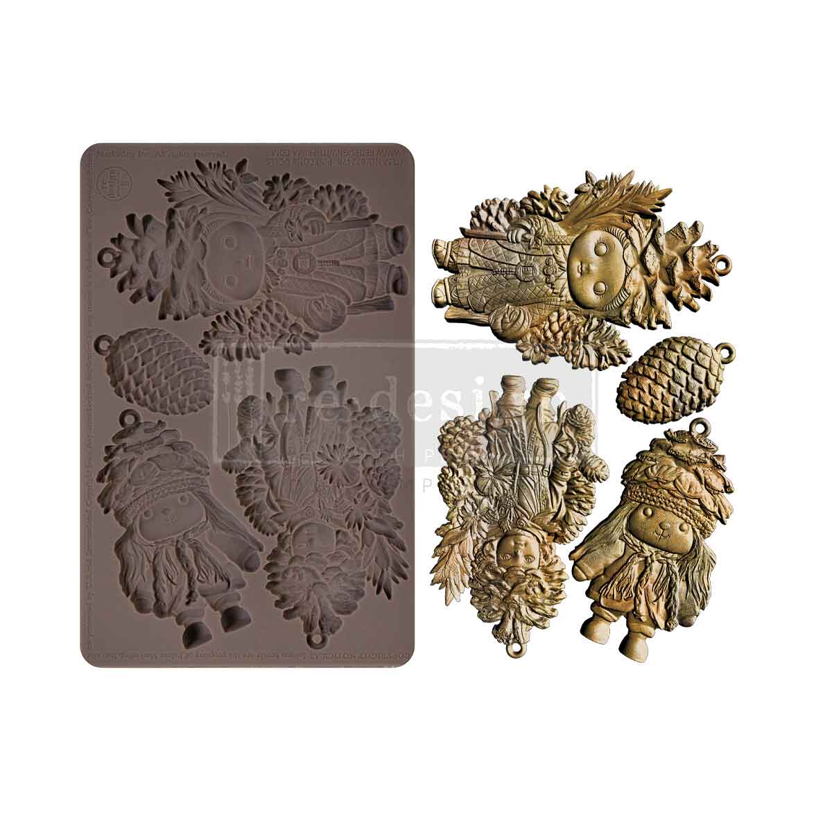 Pinecone Dolls, Redesign with Prima Decor Mould, Holiday Mould, Christmas Mould
