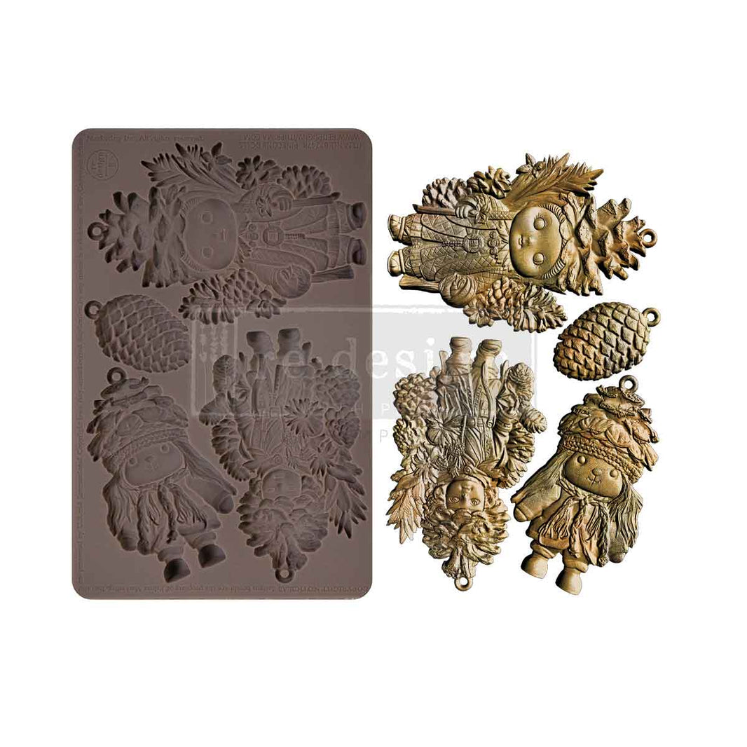 Pinecone Dolls, Redesign with Prima Decor Mould, Holiday Mould, Christmas Mould