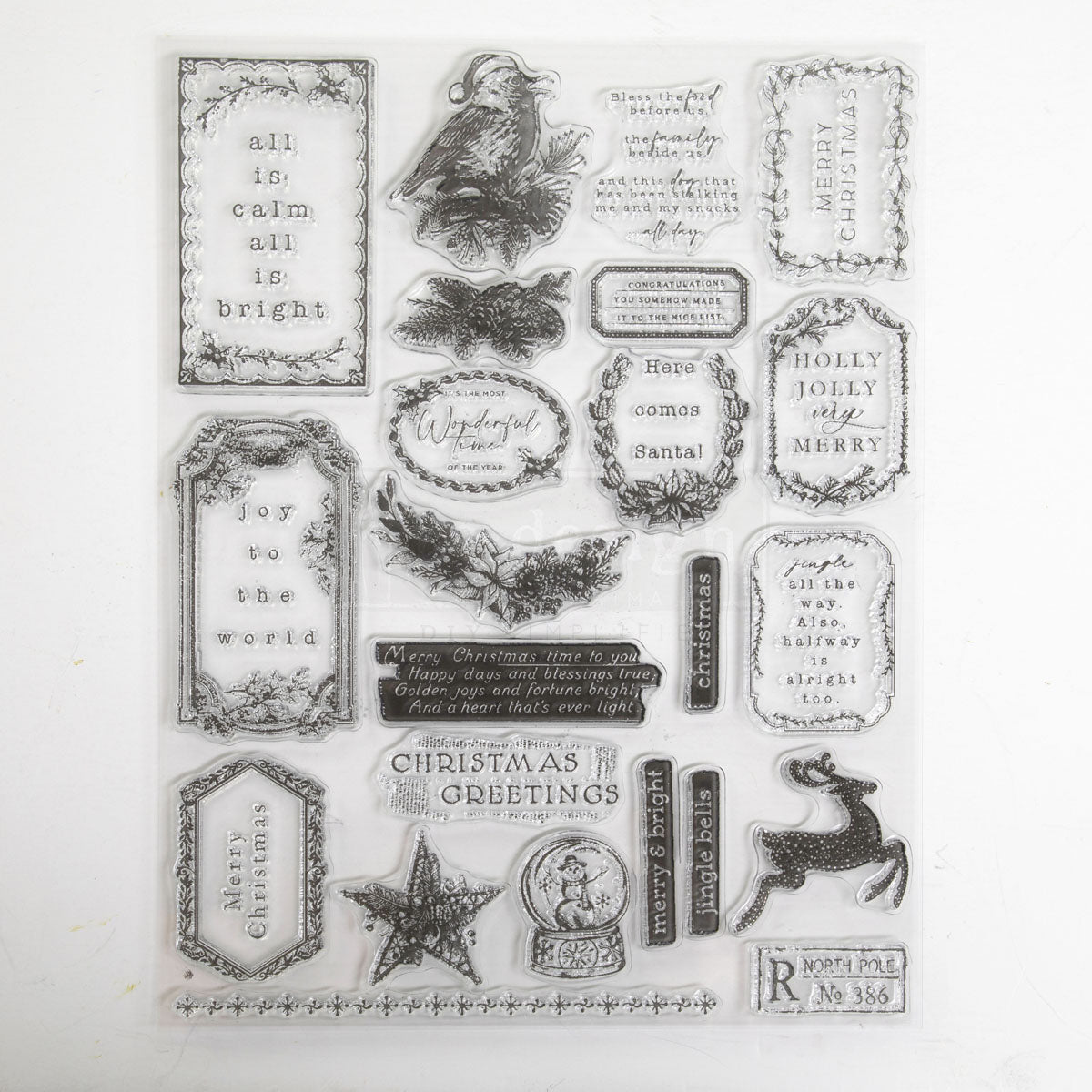 Decor Clear Stamp - Holly Jolly - 8.5x11 sheet size