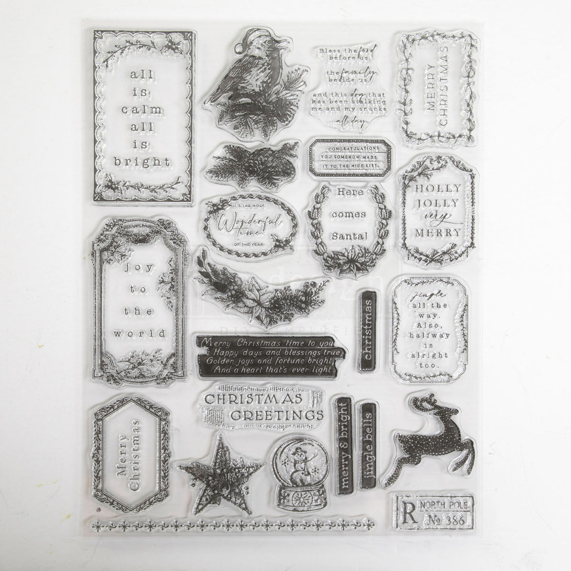 Decor Clear Stamp - Holly Jolly - 8.5x11 sheet size