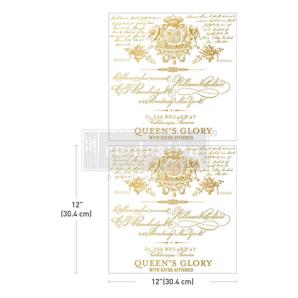 Queens Glory Transfer, Maxi Transfers® - Queen's Glory - 2 sheets, 12"x12"