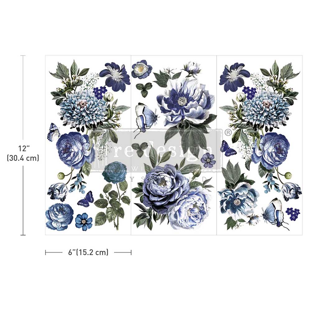 Small Transfers - Indigo Petals - 3 sheets, 6"x12"