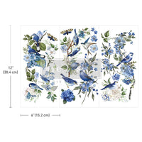 Garden Whispers Transfer - ReDesign Prima Small Furniture Transfers, Blue and White Bird Transfers