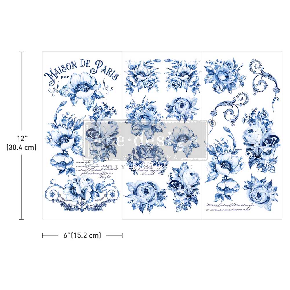 Double Delight Decoupage Fiber Paper Set - Serenade In Blue