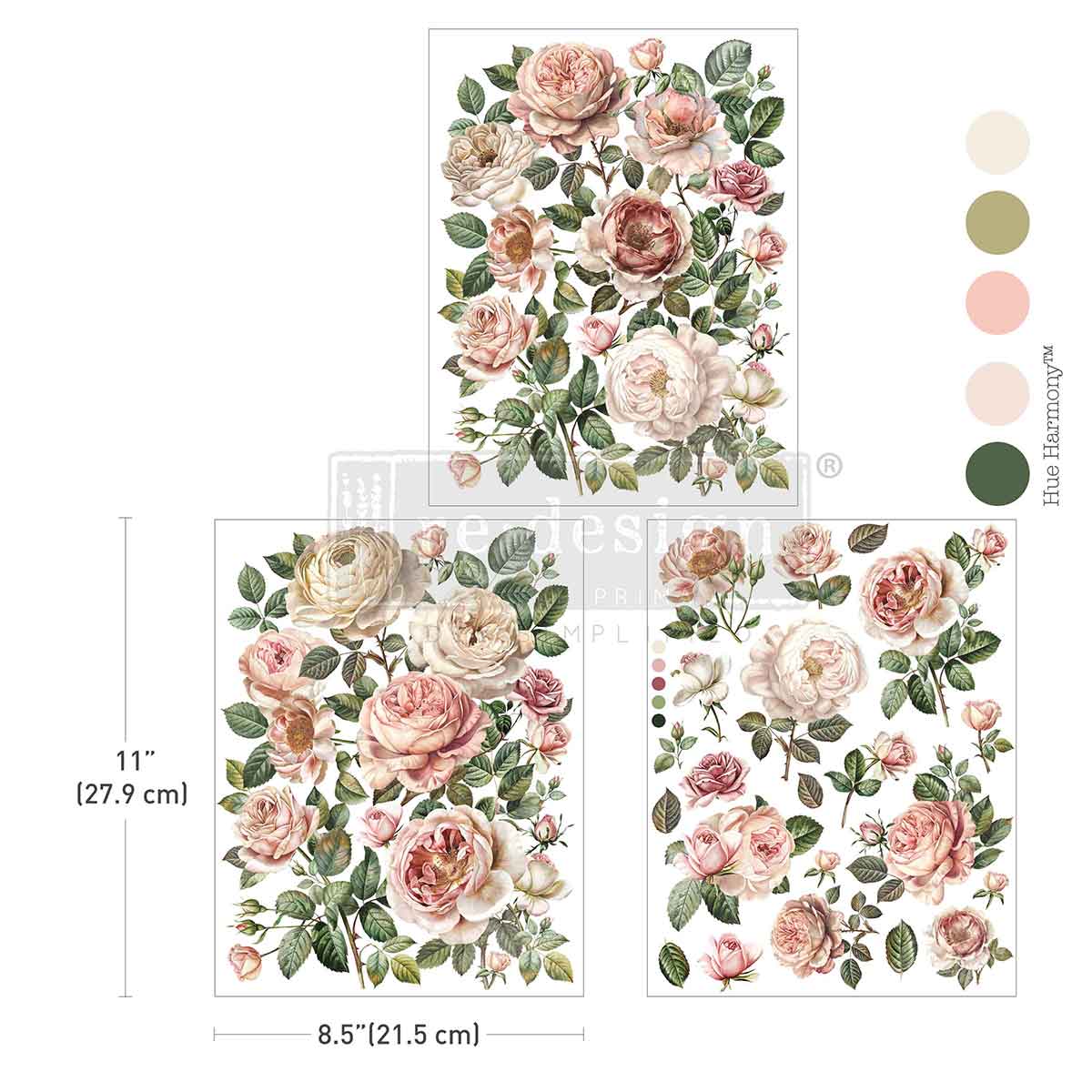 Blush Blossoms Transfers - Pink Floral Decals for Up-cycling Projects
