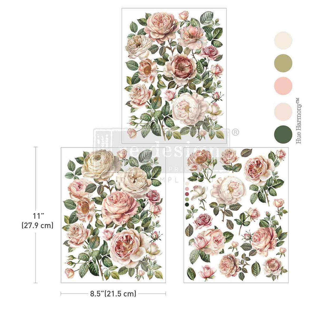 Blush Blossoms Transfers - Pink Floral Decals for Up-cycling Projects