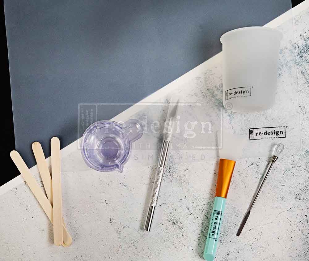 Resin Tool Set - 18 pcs - 1 silicone mat (11.75"x8.25") + 1 silicone measuring cup