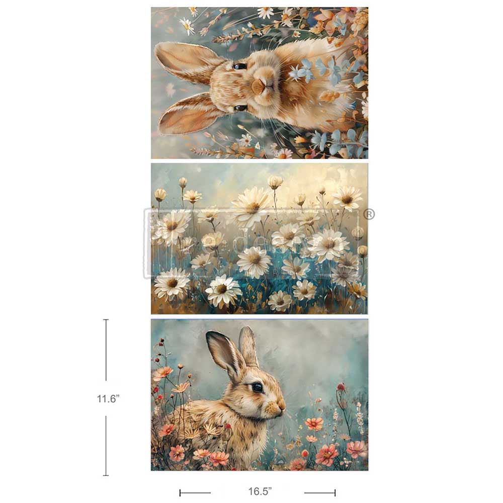 Garden Bunny, A3 Decoupage Fiber Pack – Garden Bunny Tales - 3 sheets, 19.5"x30" each