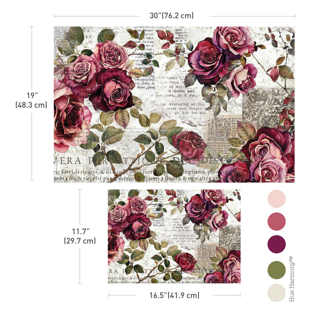 Crimson Elegance Decoupage Paper, Double Delight Decoupage Fiber Paper Set - Crimson Elegance