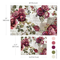 Crimson Elegance Decoupage Paper, Double Delight Decoupage Fiber Paper Set - Crimson Elegance