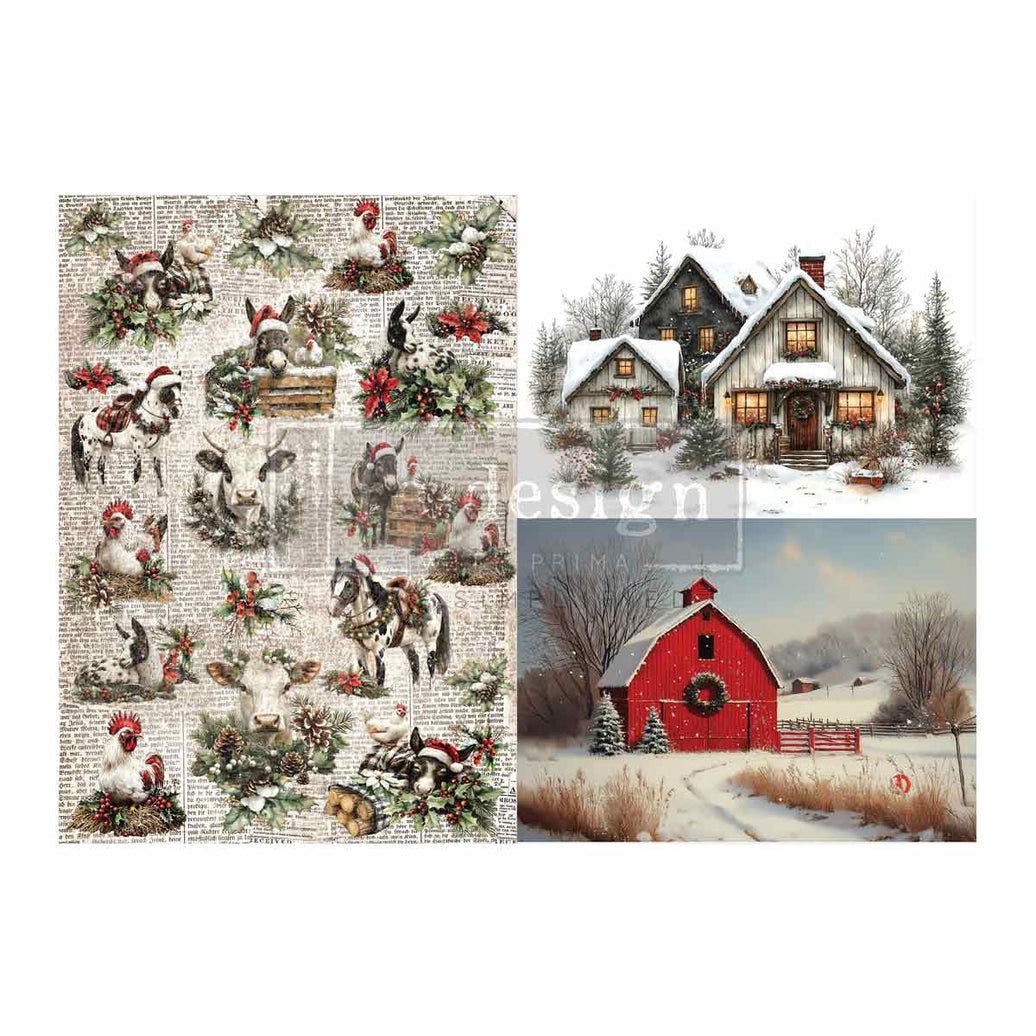 A3 Decoupage Fiber Pack - Cozy Country Christmas
