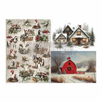 A3 Decoupage Fiber Pack - Cozy Country Christmas
