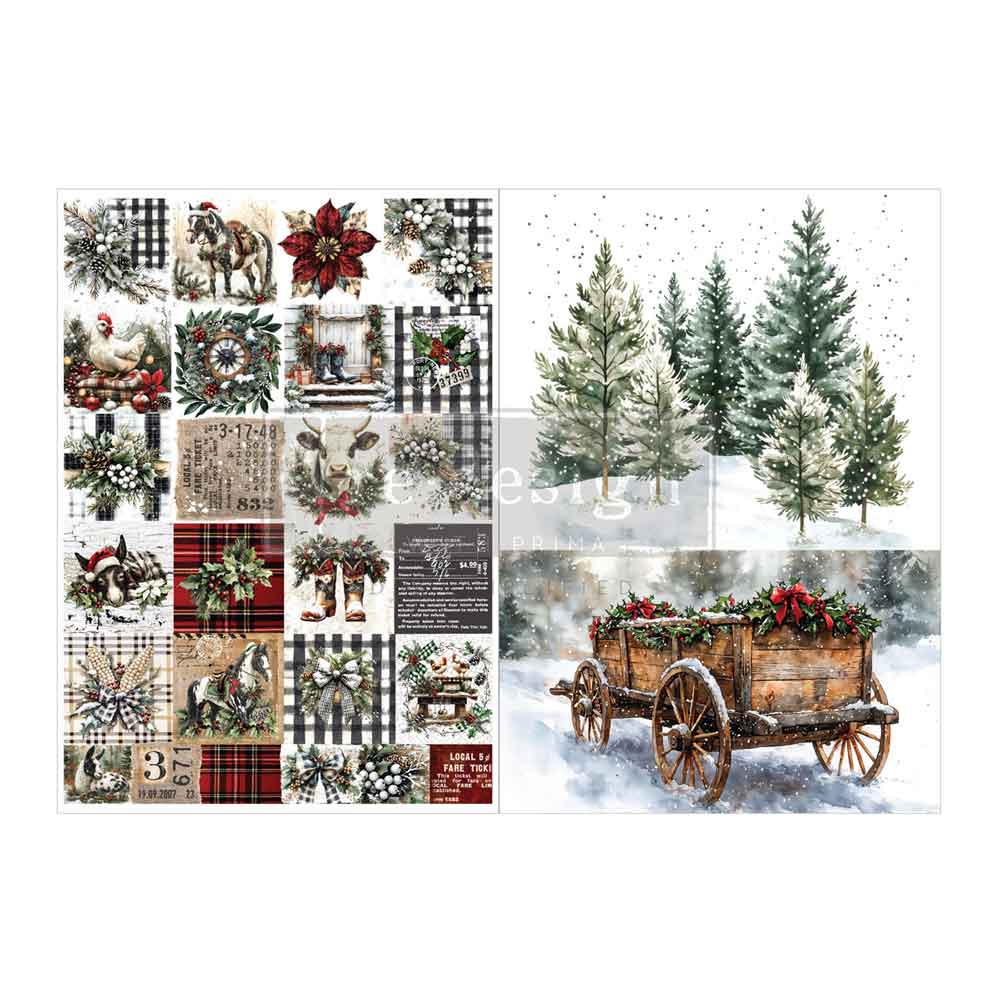 New! Farmhouse Paper, A4 Decoupage Fiber Pack - Farmhouse Frost