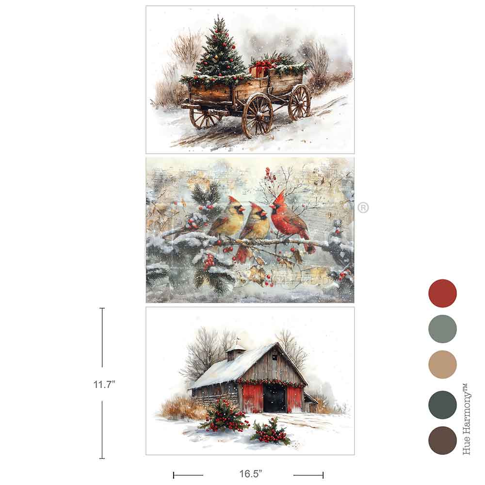 A3 Decoupage Fiber Pack - Christmas In The Countryside
