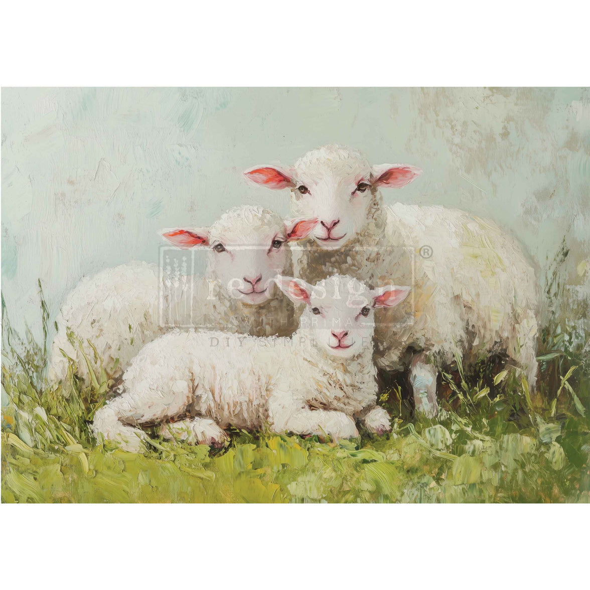 Lambs Of Serenity Paper, A3 Decoupage Fiber - Lambs Of Serenity - 1 sheet, 11.7"x16.5"