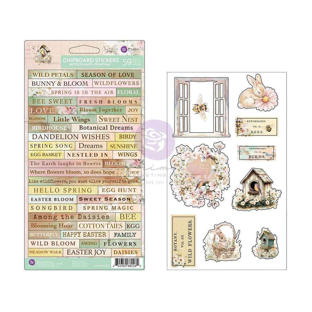Among the Wildflowers Collection Chipboard Stickers