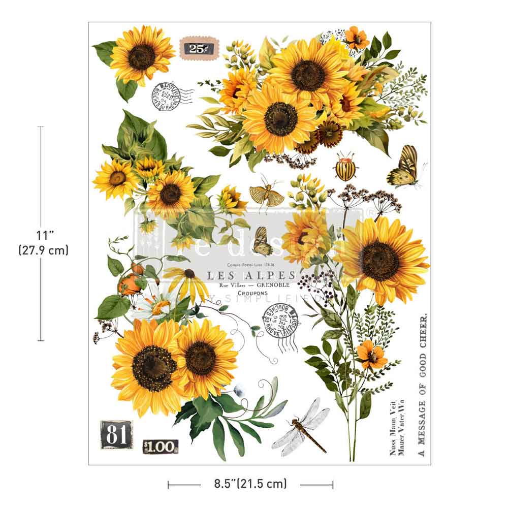 Sunflower Transfers, H2O Transfers Single Sheet - Rustic Amber Petals