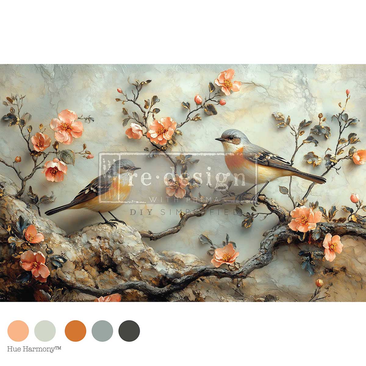 Amber Echoes Paper, Bird Décor Tissue Paper – 1 Sheet (19.5″ X 30″), Rustic Floral Paper