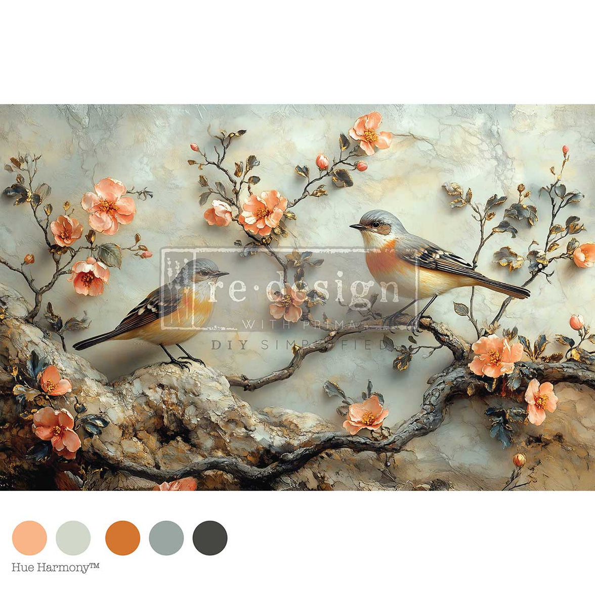 Amber Echoes Paper, Bird Décor Tissue Paper – 1 Sheet (19.5″ X 30″), Rustic Floral Paper