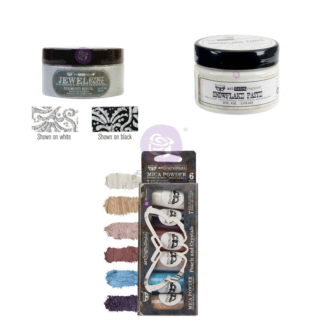 Finnabair Steam and Frost Effect set – 2 effect pastes + mica powder set