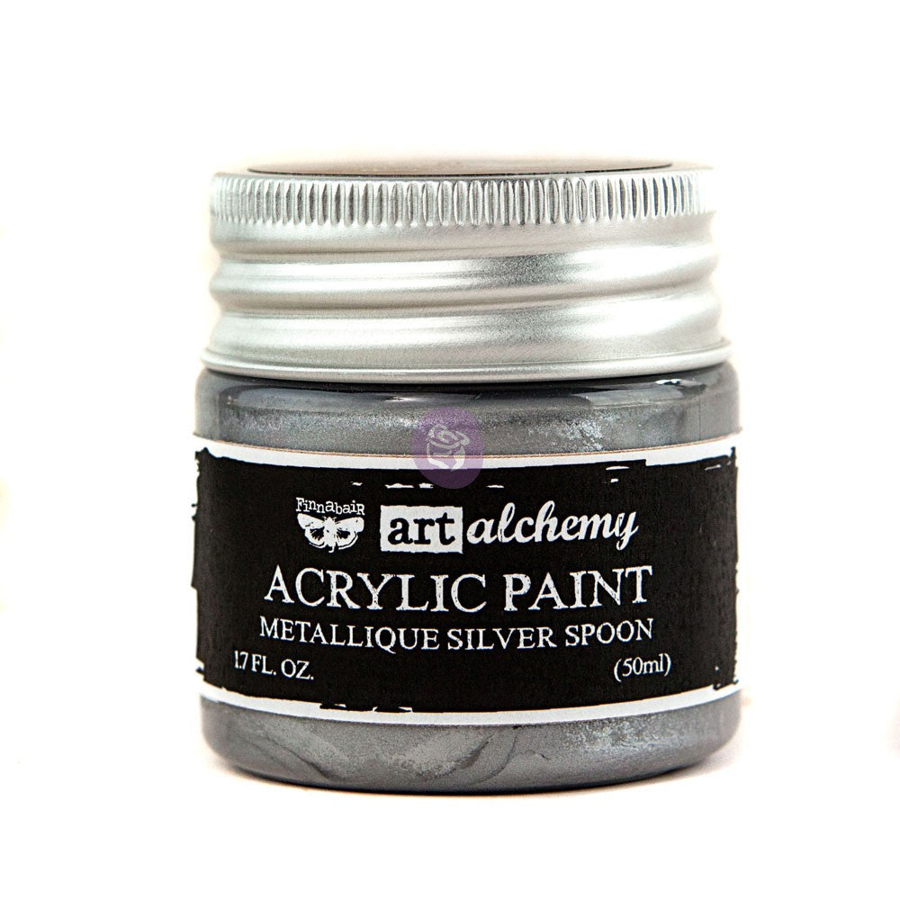 Silver Spoon Paint, Prima, Finnabair Collection, Art Alchemy, Acrylic Paint, Metallique Silver Spoon