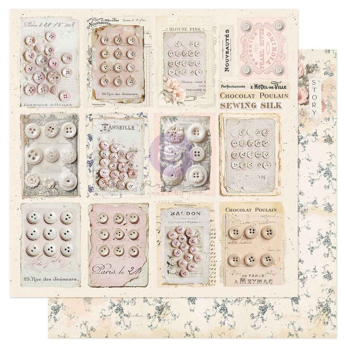 Buttons & Keepsakes Collection 12x12 Sheet - Tattered Beauties