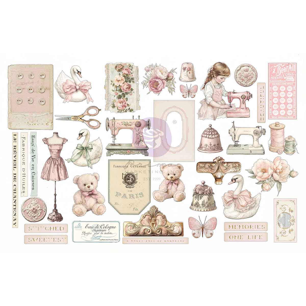 Buttons & Keepsakes Collection Ephemera - Stitched Clippings