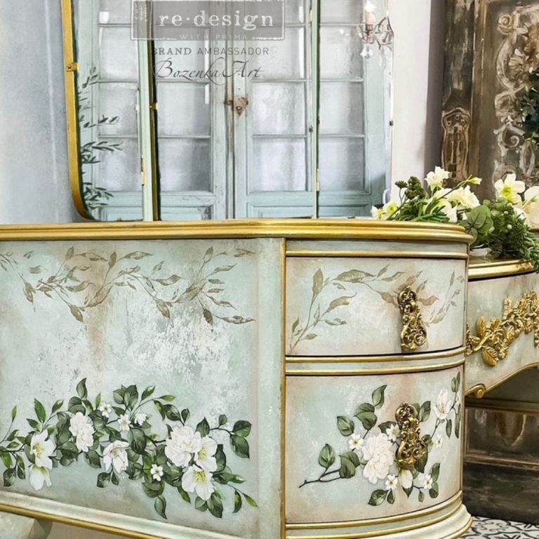 Decor Transfers® - Trellis Flowers - total sheet size 24x35, cut into 2 sheets