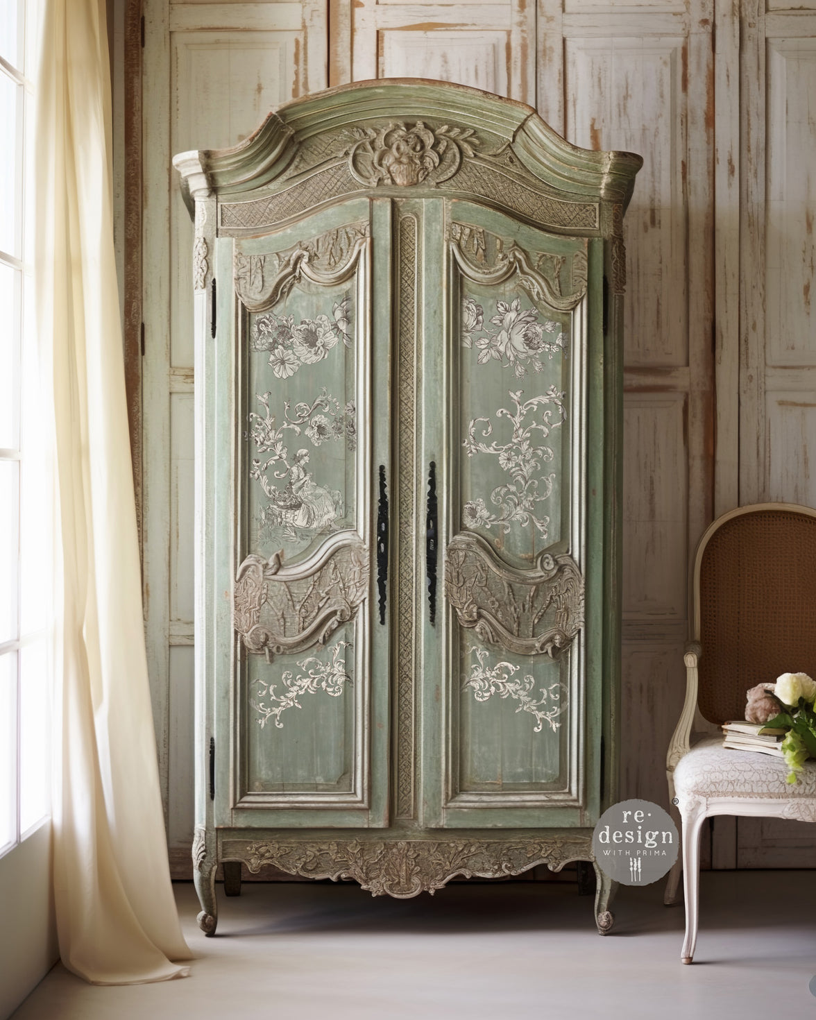 Alaina Toile Decor Transfer - French Inspired Transfer, Decor Transfer, 24″x35″, cut into 2 sheets
