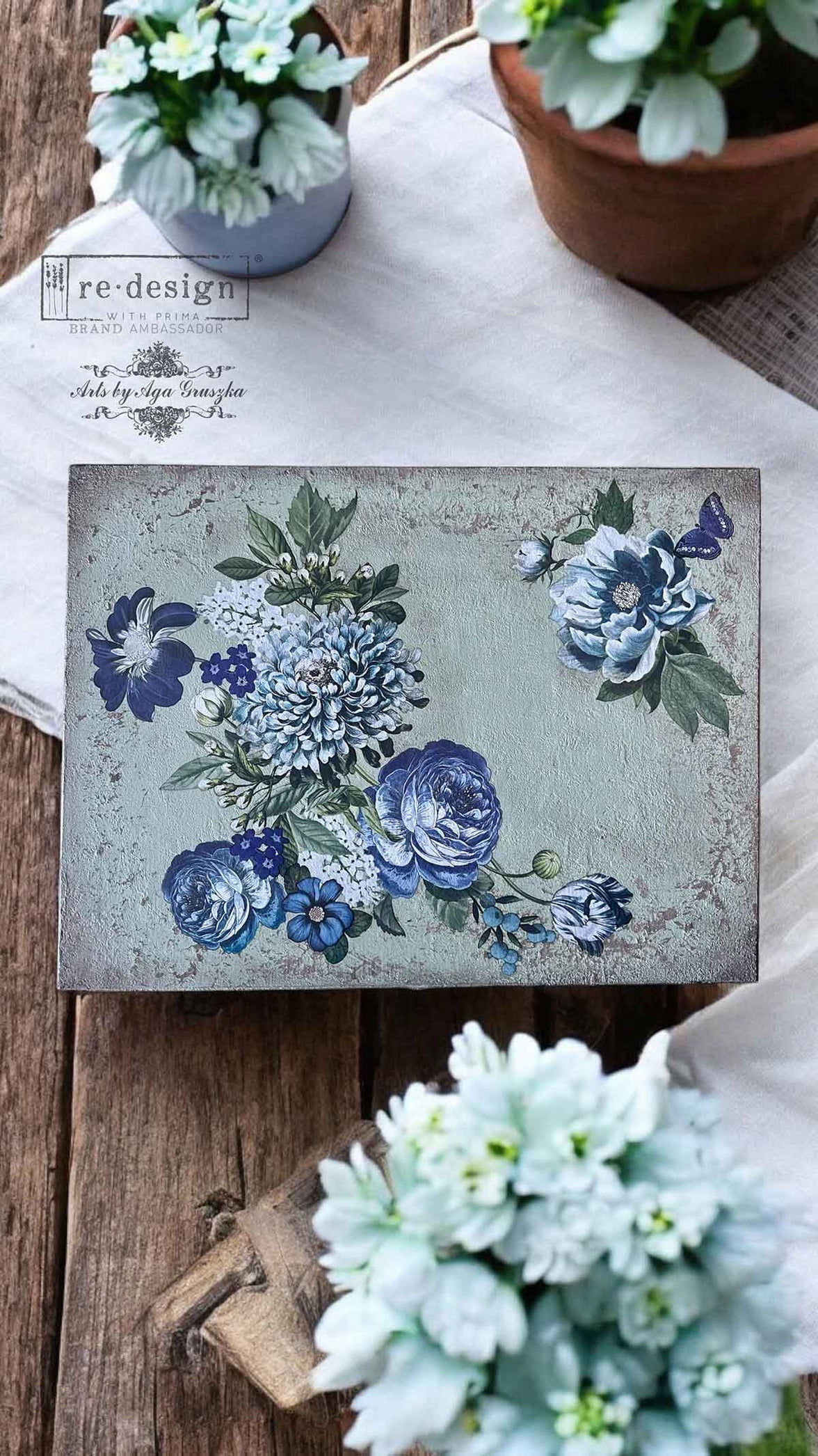 Small Transfers - Indigo Petals - 3 sheets, 6"x12"