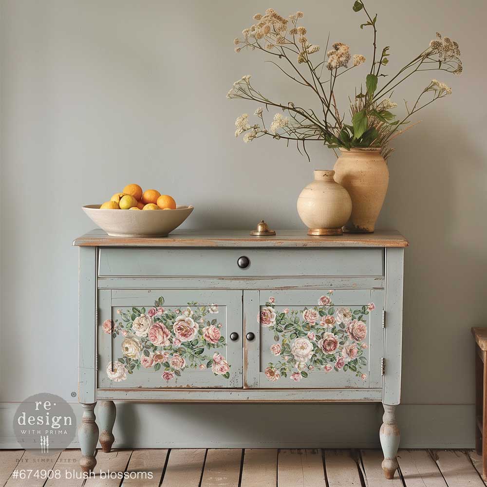 Blush Blossoms Transfers - Pink Floral Decals for Up-cycling Projects