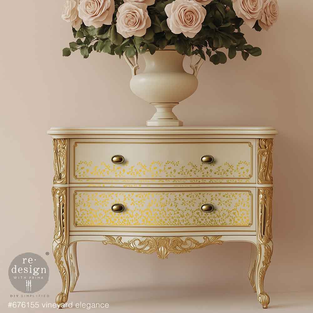 Vineyard Elegance, ReDesign Prima Foil Transfers - Kacha Foil Transfer, Furniture Transfers, Mirror Transfer, Glass Transfers, Glass Jar Foil, (Copy)
