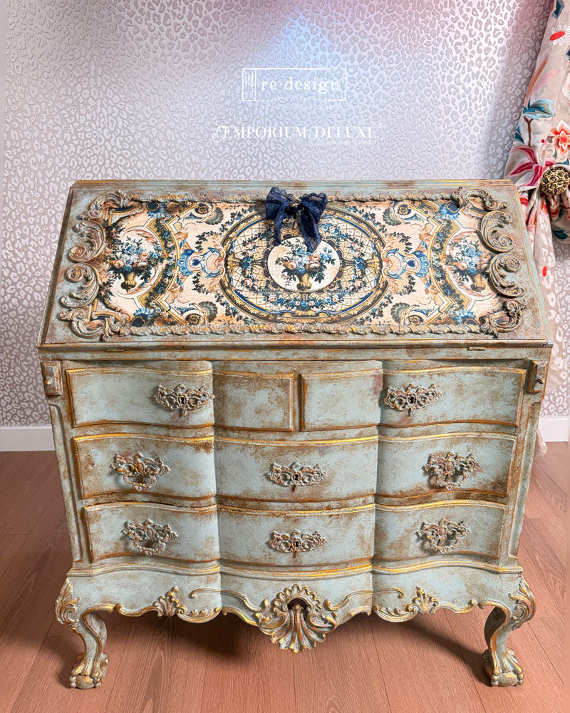 Double Delight Decoupage Fiber Paper Set - Serenade In Blue, French Inspired Paper