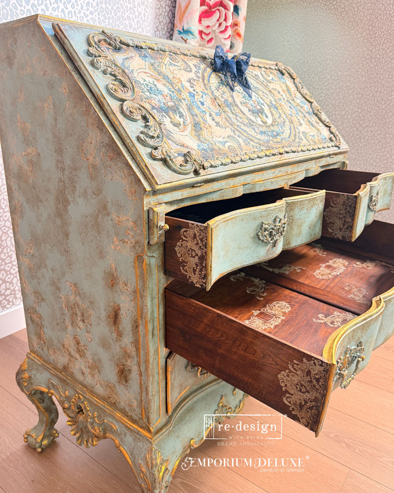 Double Delight Decoupage Fiber Paper Set - Serenade In Blue, French Inspired Paper