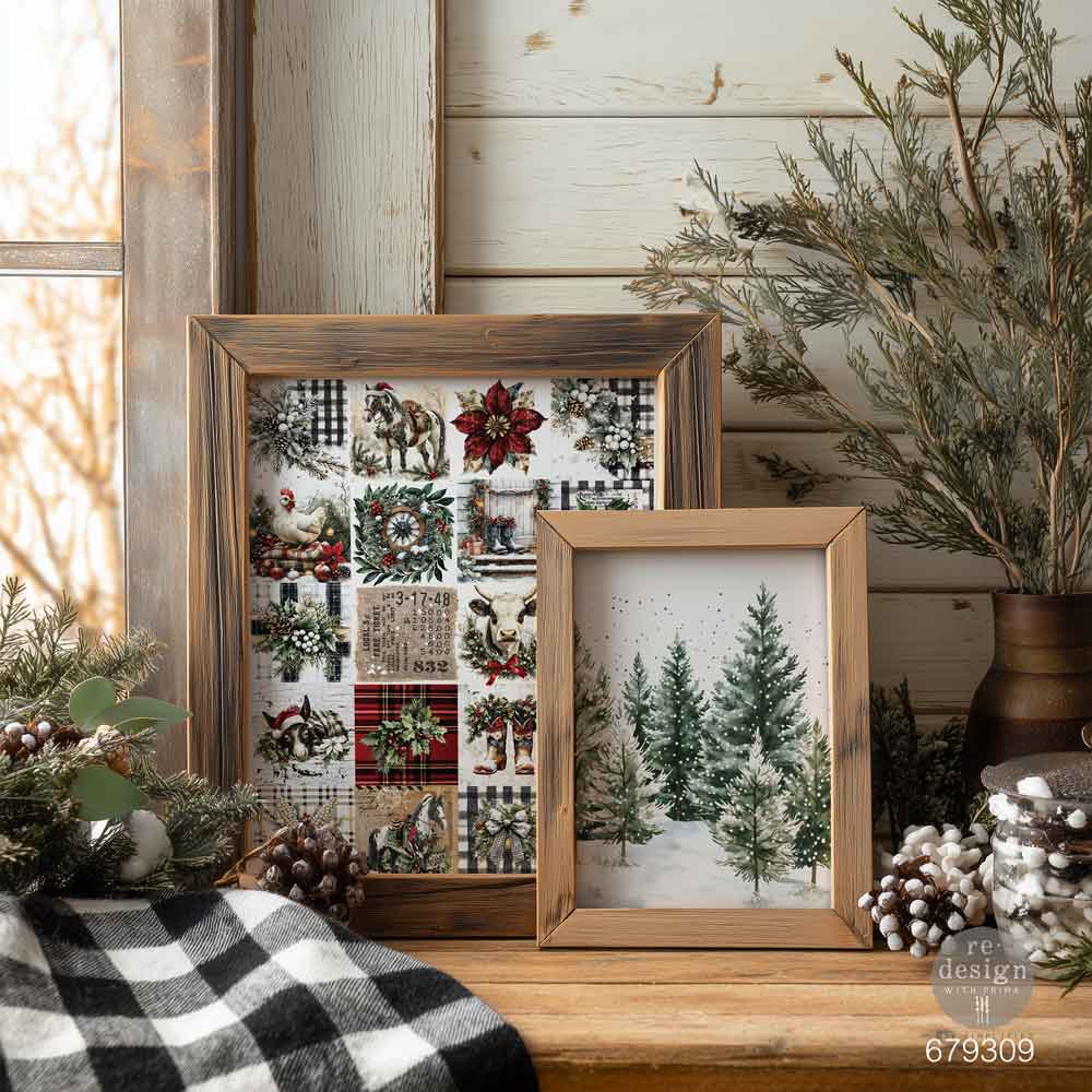New! Farmhouse Paper, A4 Decoupage Fiber Pack - Farmhouse Frost