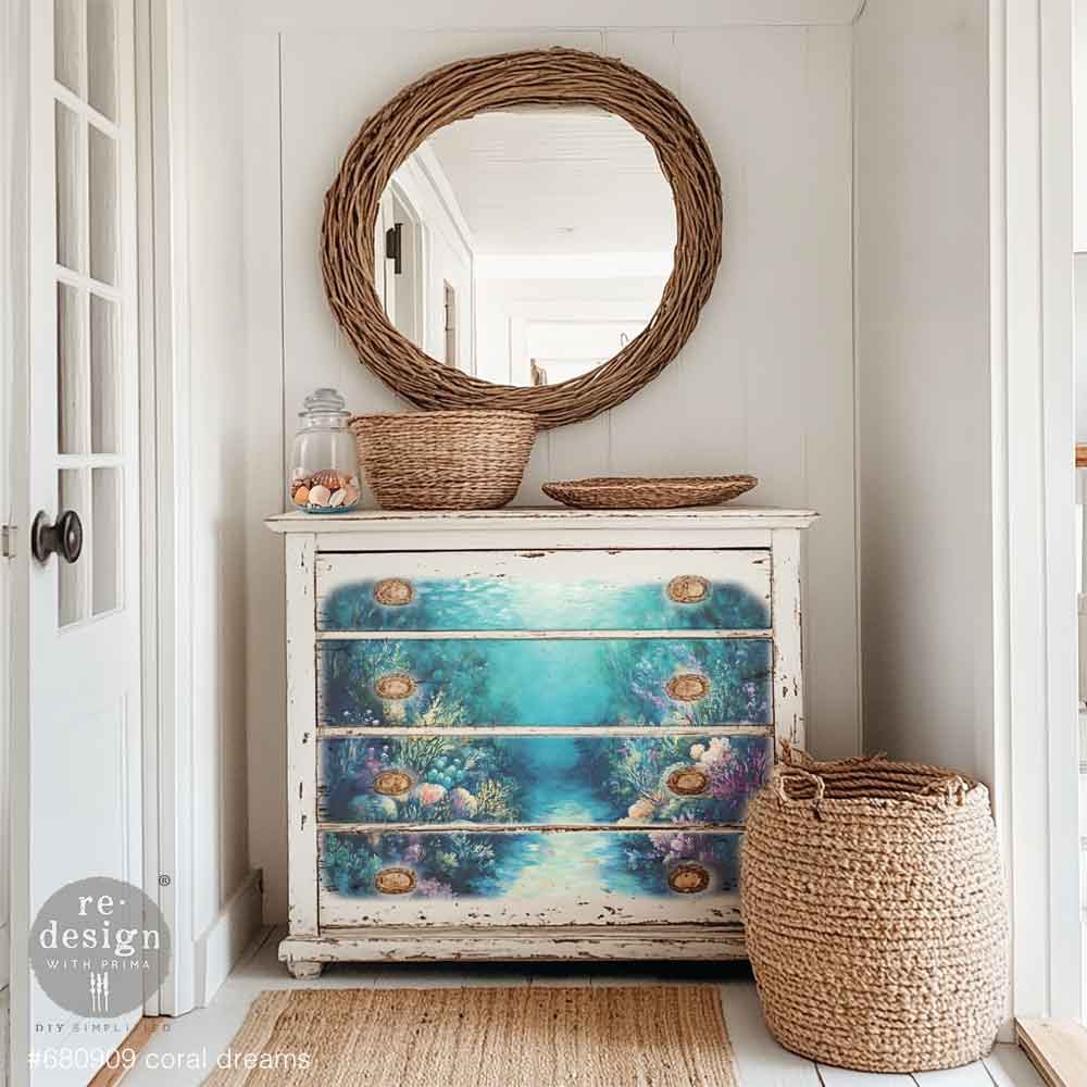 Coral Dreams Decoupage Fiber Paper – A1 fiber sheet (23.4″ x 33.1″), Ocean Themed Paper