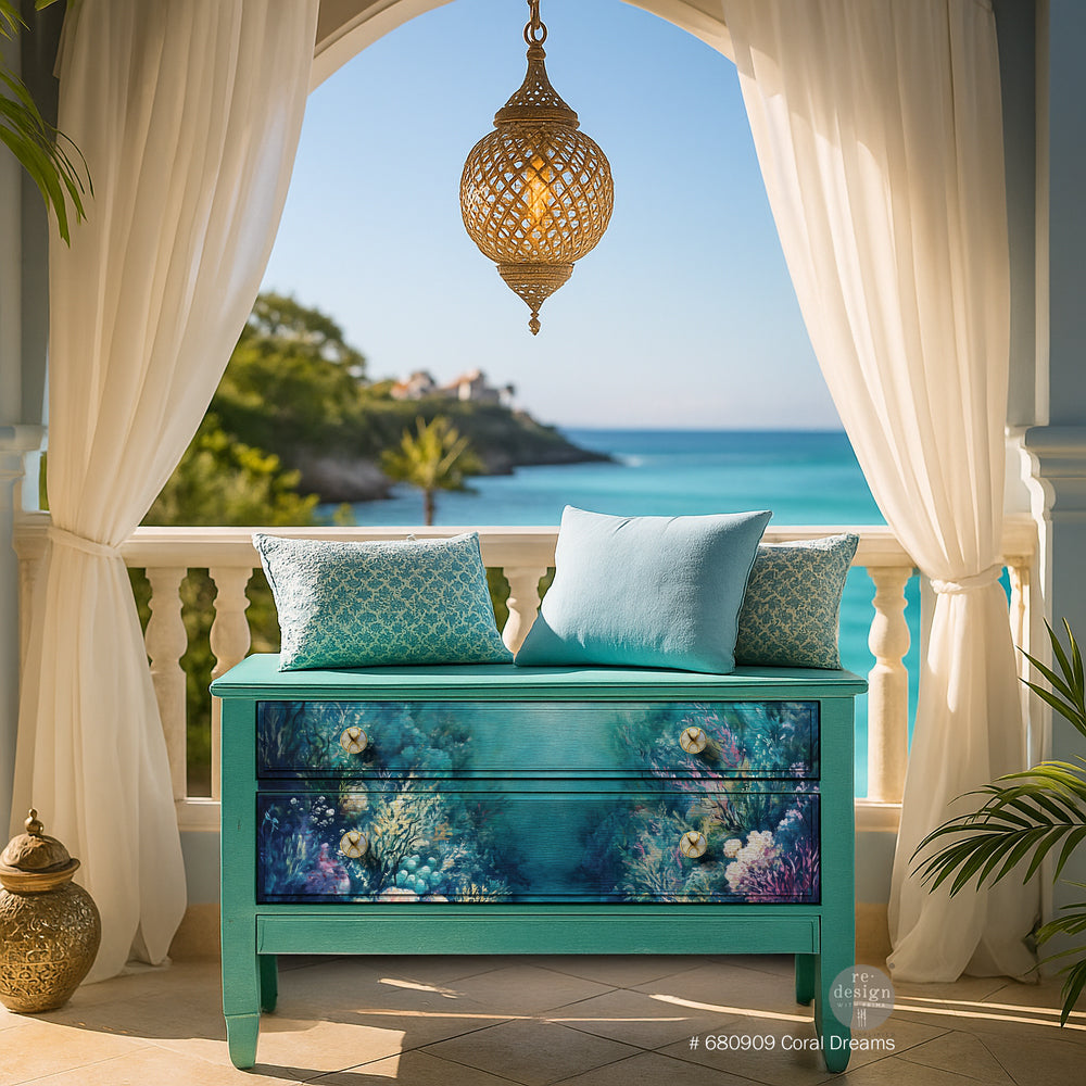 Coral Dreams Decoupage Fiber Paper – A1 fiber sheet (23.4″ x 33.1″), Ocean Themed Paper