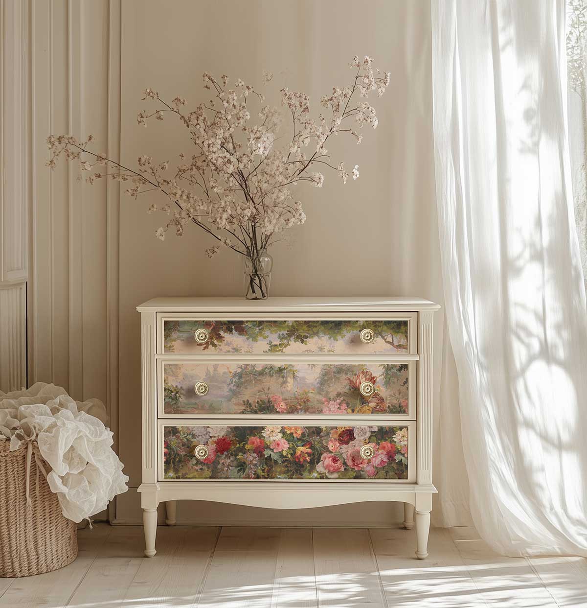 Heirloom Horizon Découpage Décor Tissue Paper – 1 Sheet (19.5″ X 30″), Floral Paper