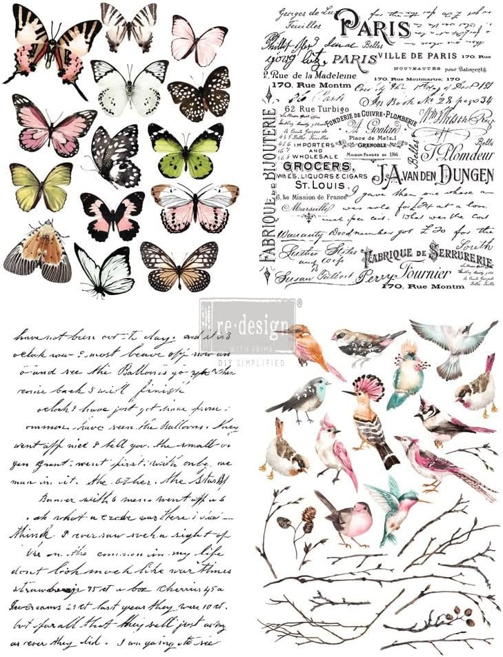 Redesign Décor Transfers® - Parisian Butterflies 11"x15" each design, total design 22"x30"