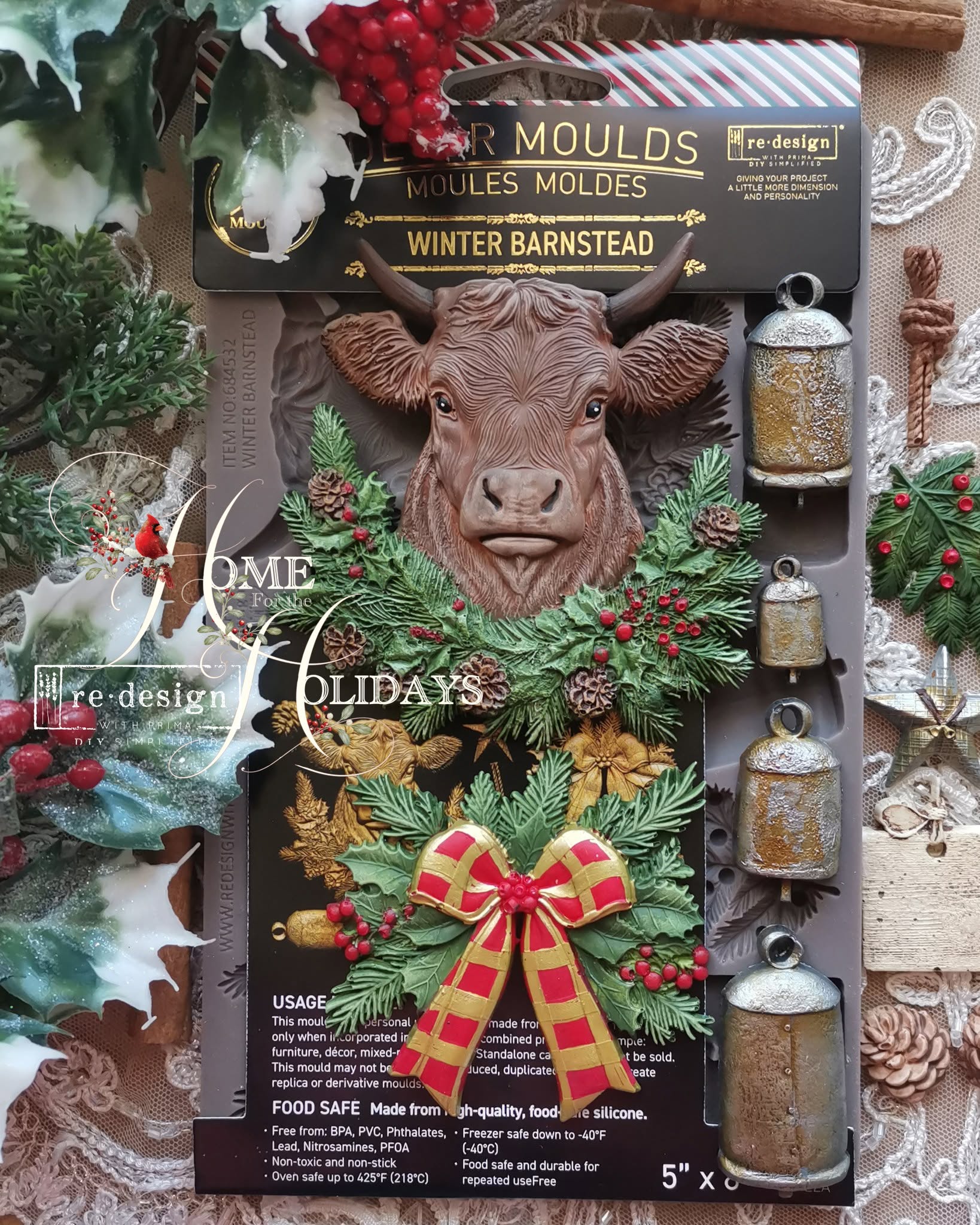 NEW! Winter Barnstead, Decor Moulds® - Winter Barnstead Mould, Farm Animal Holiday.