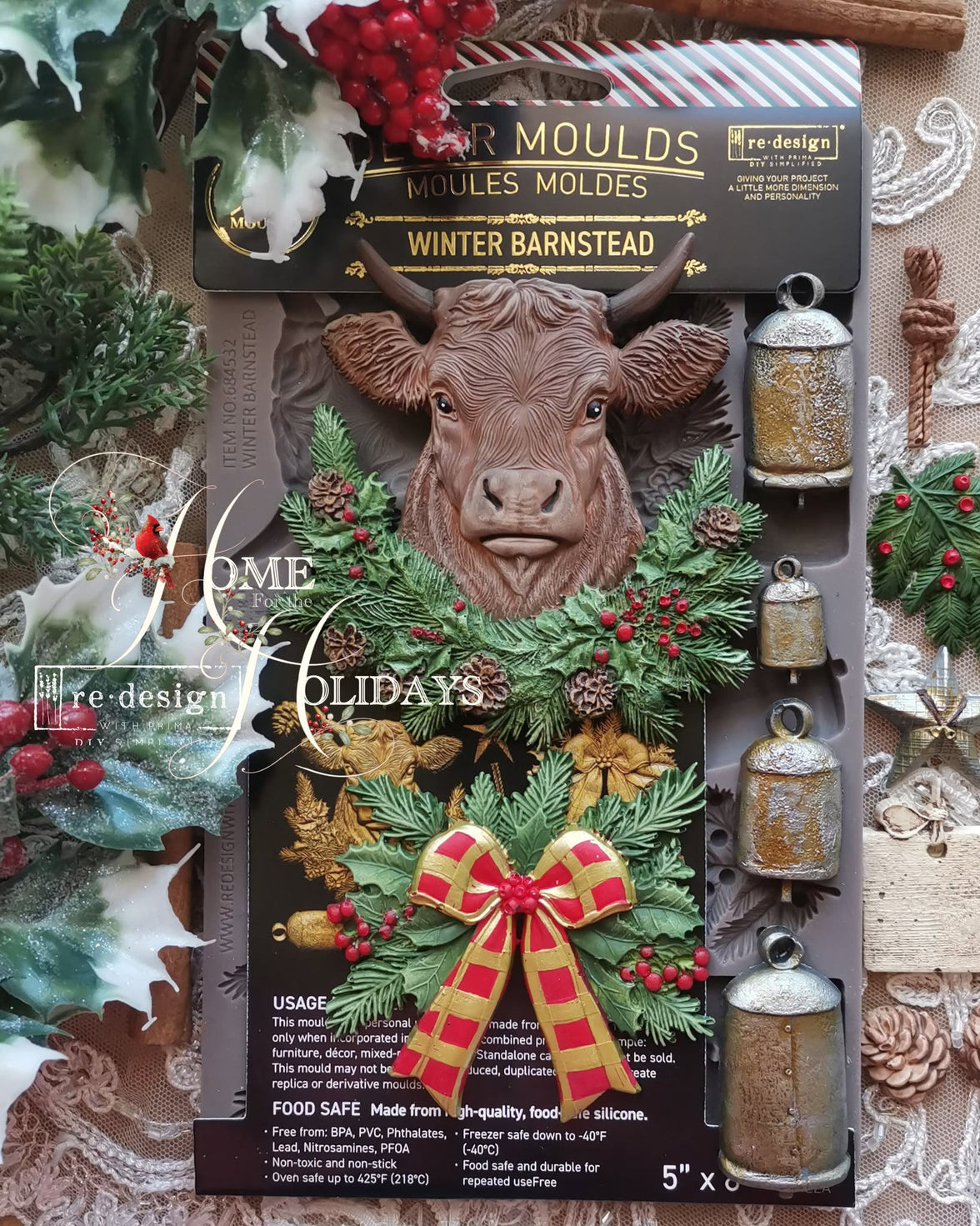 NEW! Winter Barnstead, Decor Moulds® - Winter Barnstead Mould, Farm Animal Holiday.