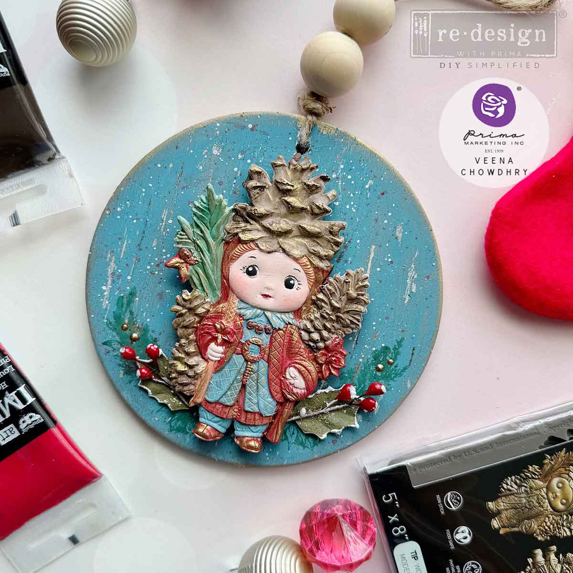 Pinecone Dolls, Redesign with Prima Decor Mould, Holiday Mould, Christmas Mould
