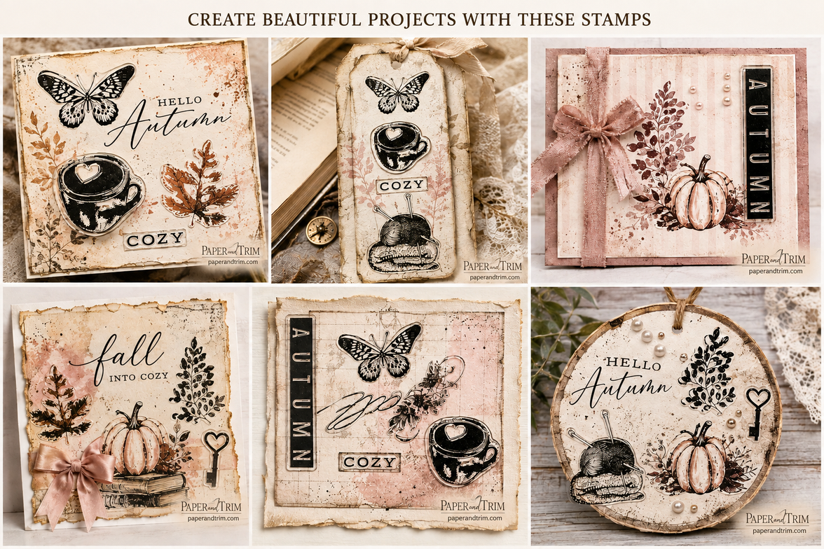 Hello Pink Autumn Stamps, Collection Clear Stamps – 11 pcs