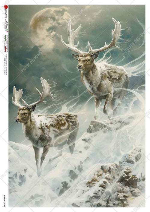 Paper Designs Frosty Winter Spirit Deer Rice Paper