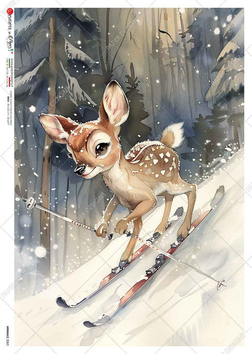Paper Designs Snow Ski Deer Rice Paper